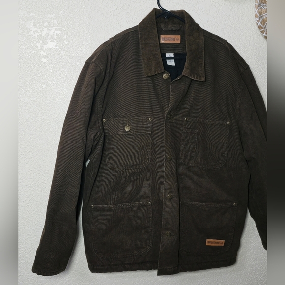 Wolverine Brown Insulated Coat Button Up Collard Size Medium - Picture 11 of 16